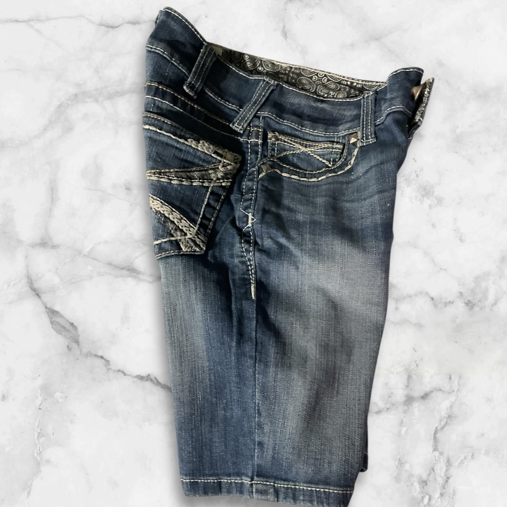 ARIAT REAL Low Rise Blue Denim Shorts/ Bermuda’s - Picture 5 of 9